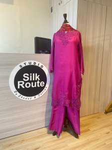 Pink silk with Resham
